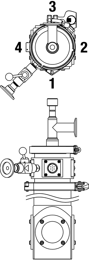 ST-100 feedthrough and window positions